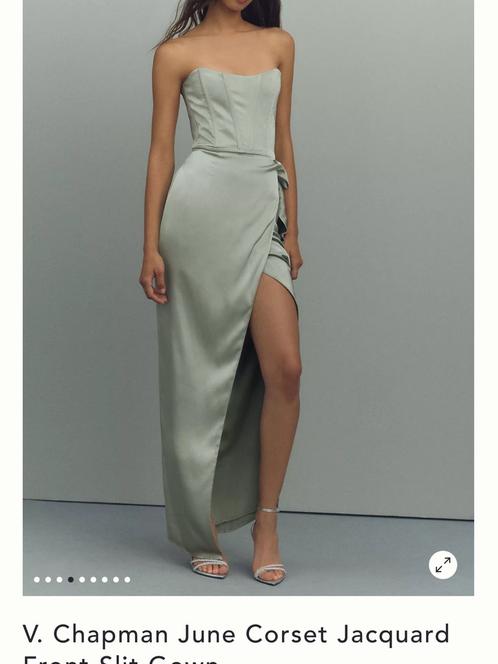 V. Chapman Strapless Corset Gown in Sage Green
